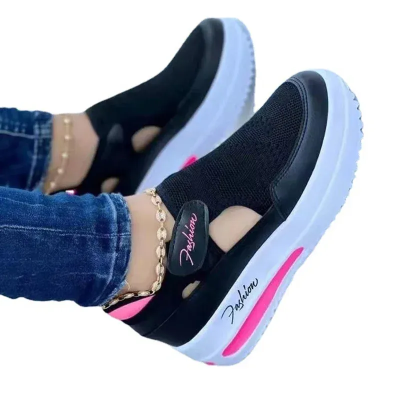 Blue Designer Sneakers Women Tennis Vulcanized Shoes Female Mesh Breathable Casual Shoes Ladies Platform Hollow Out Sport Shoes